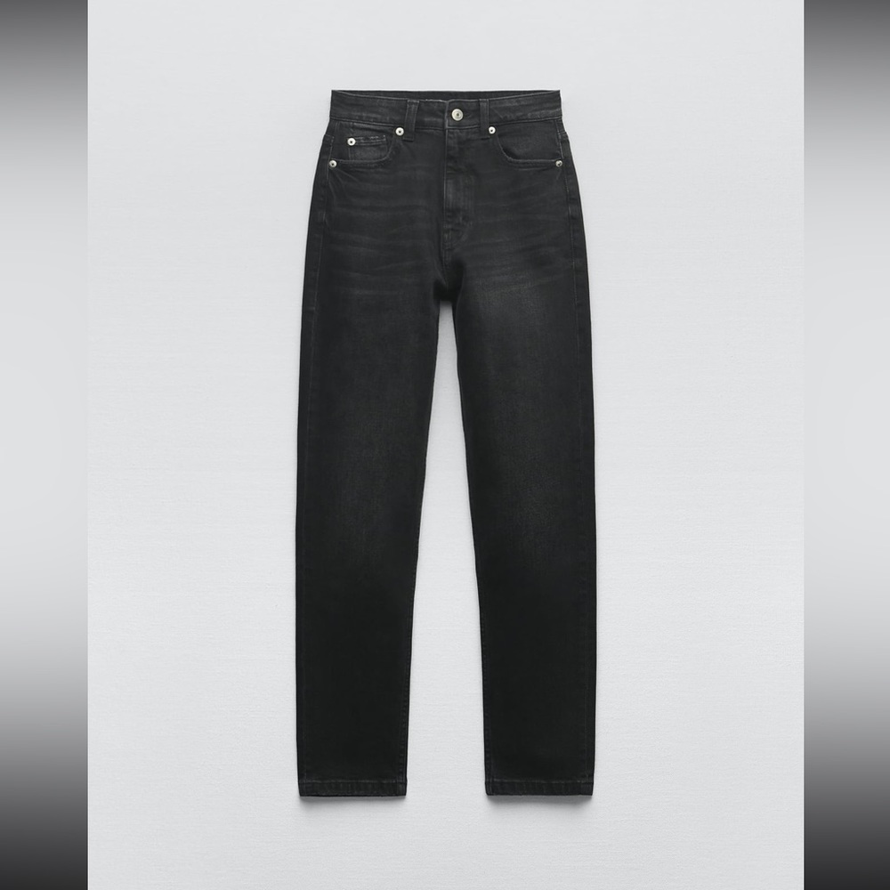Zara mom fit high rise black jeans size USA 08 new with tags